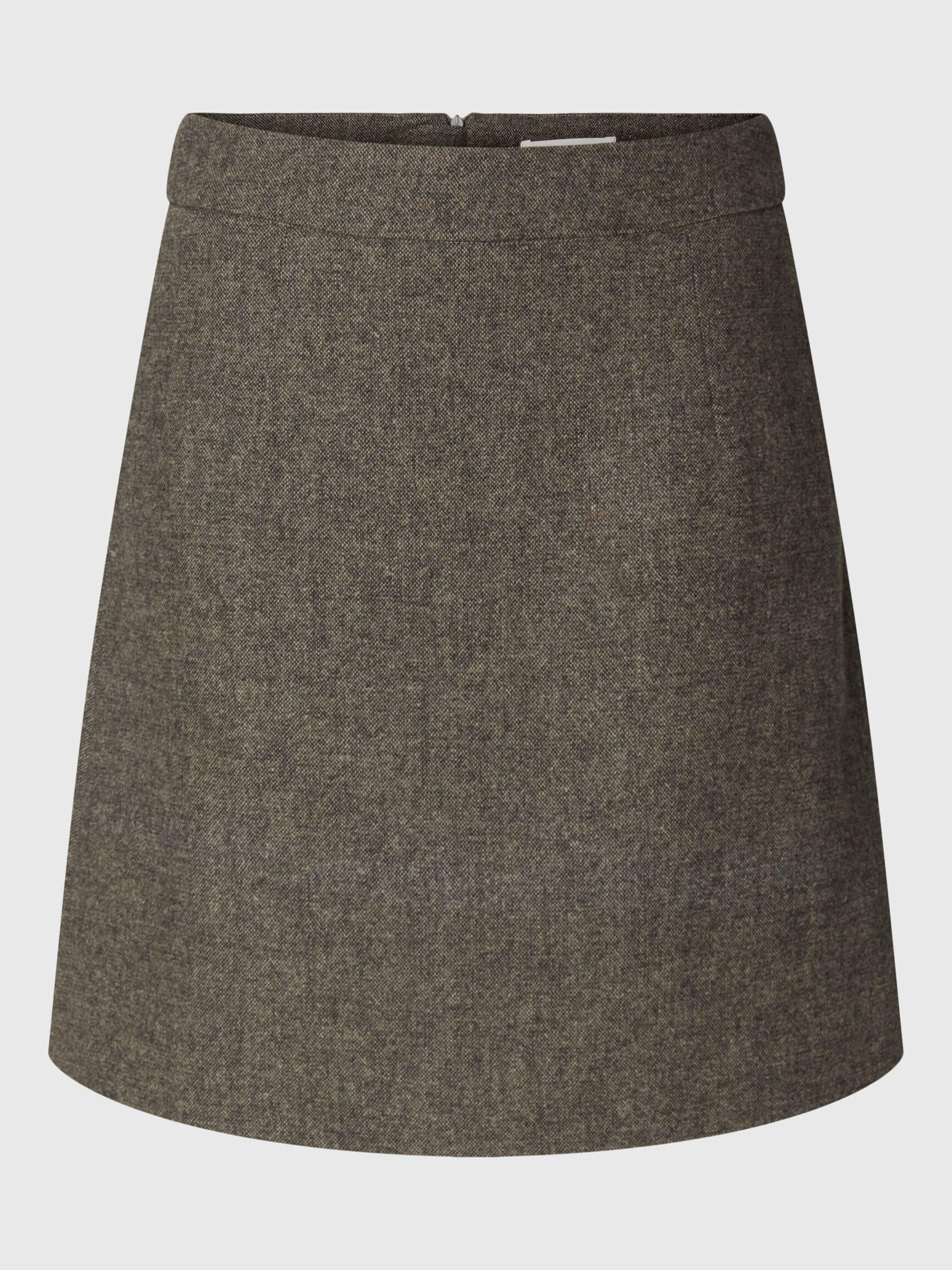 WOOL BLEND MINI SKIRT, Brownie, highres