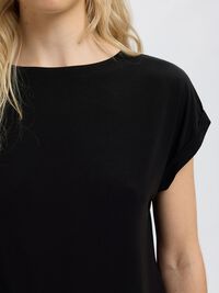 BOATNECK T-SHIRT, Black, highres