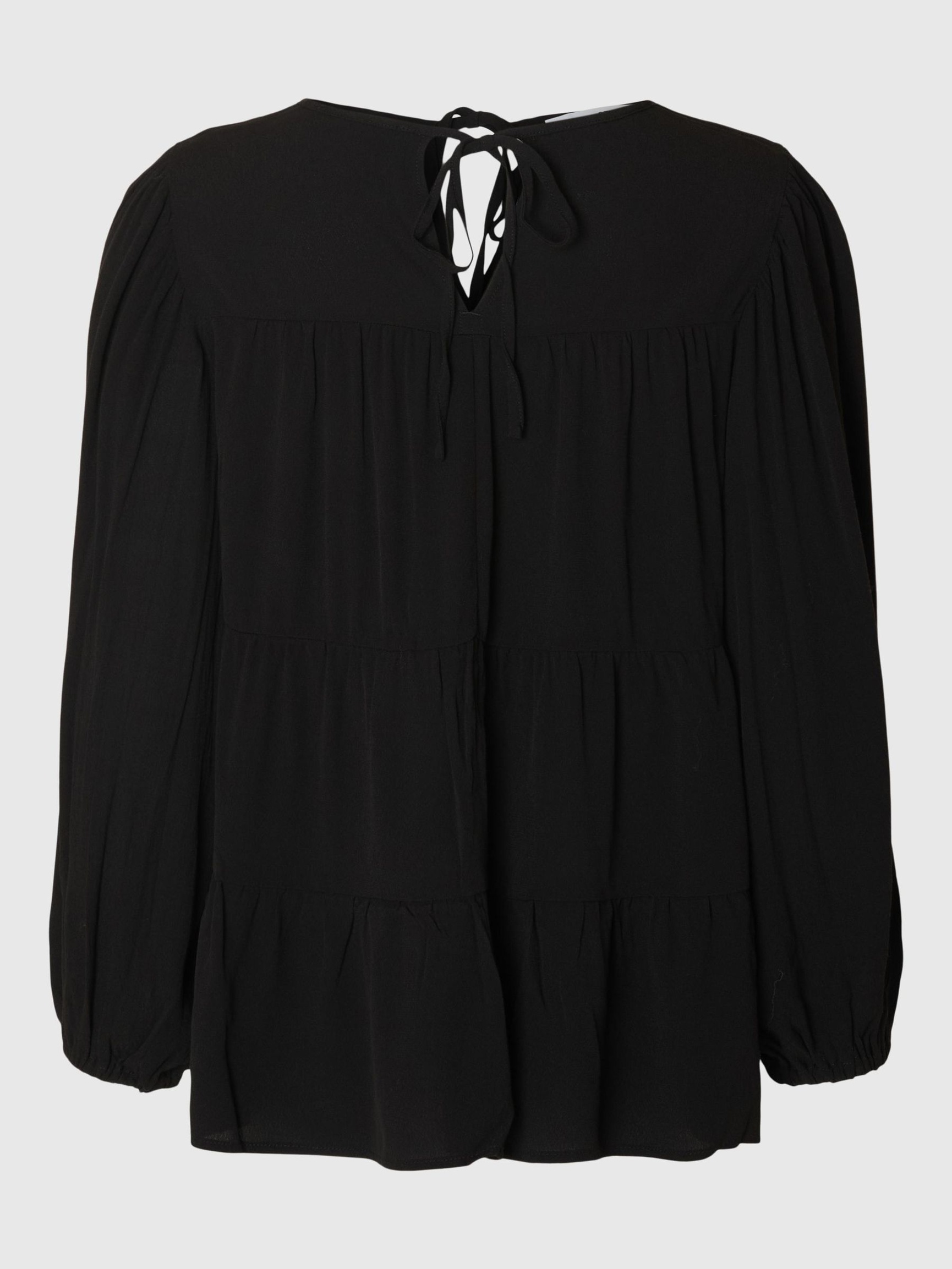 VISCOSE BLEND BLOUSE, Black, highres
