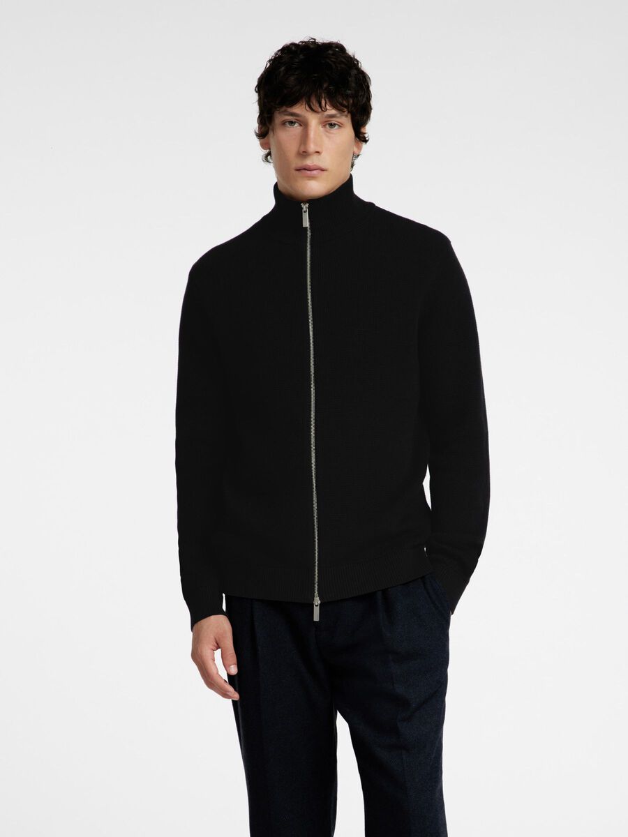 Selected HOGE HALS MET RITS GEBREID VEST, Black, highres - 16096883_Black_003.jpg