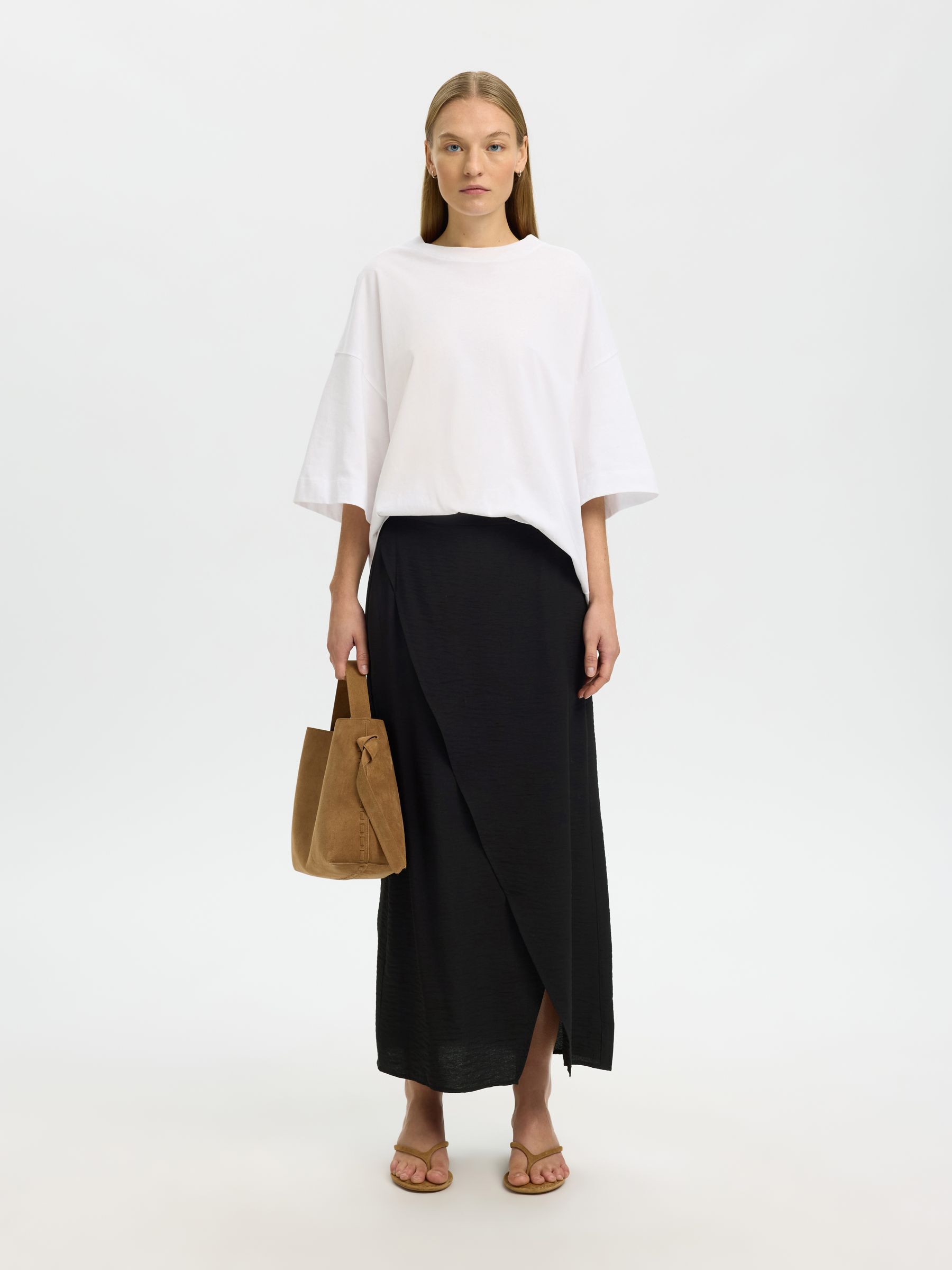 LONGUE JUPE PORTEFEUILLE, Black, highres