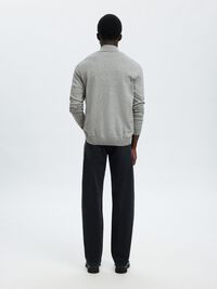 HALF-ZIP KNITTED JUMPER, Light Grey Melange, highres