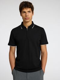 SHORT SLEEVED POLO SHIRT, Black, highres