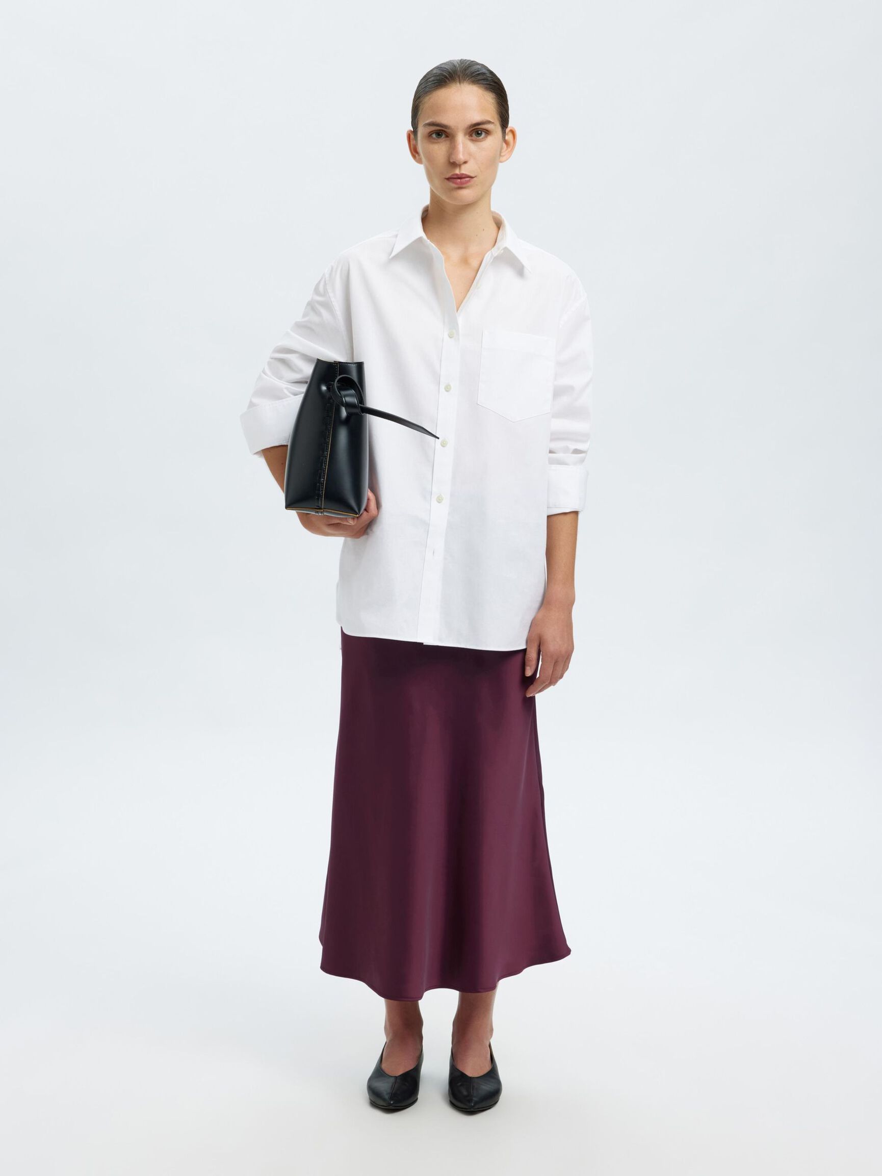 SATIN MIDI SKIRT, Fig, highres