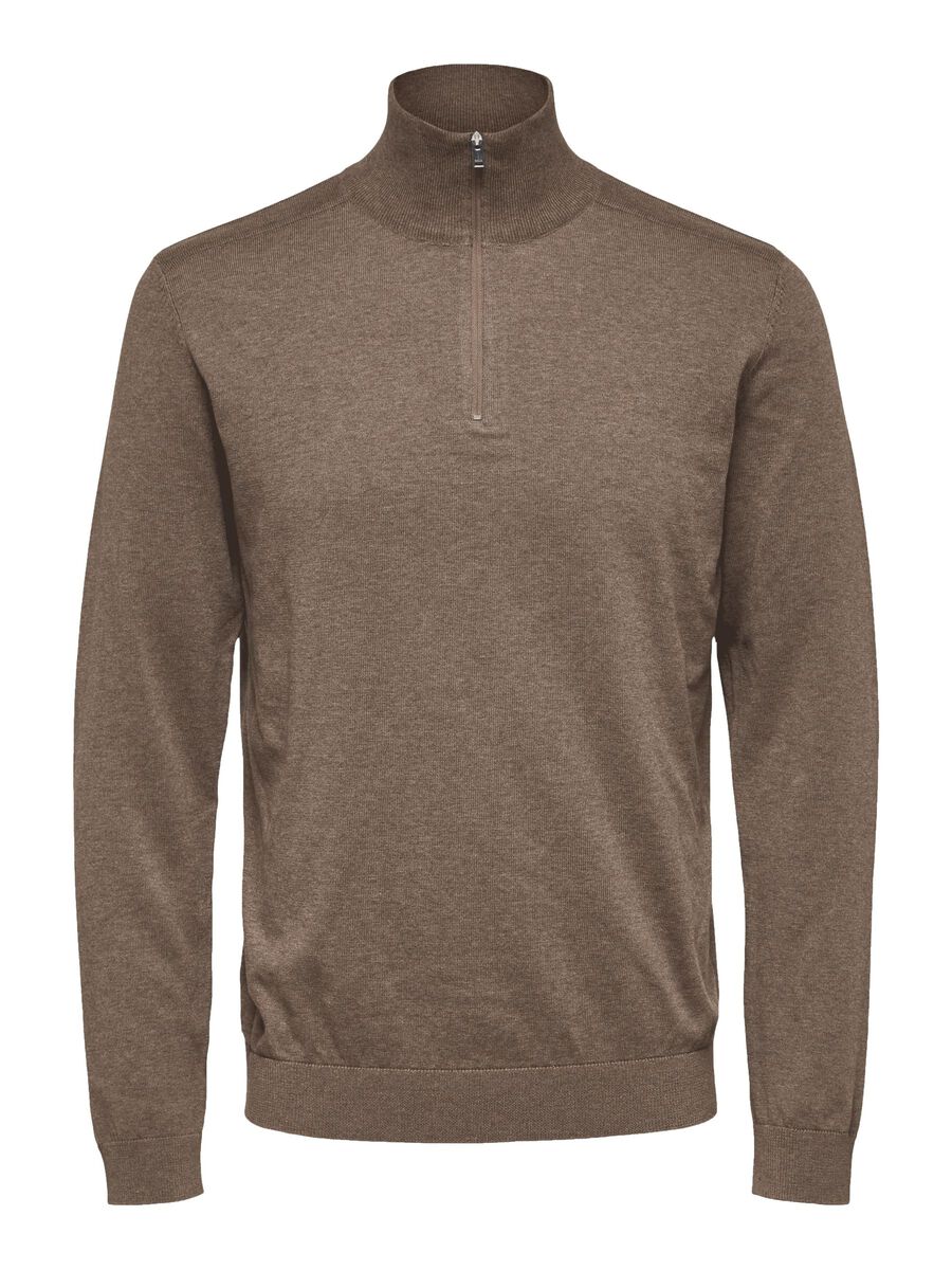 Selected HALF-ZIP STRICKPULLOVER, Teak, highres - 16074687_Teak_779218_001.jpg