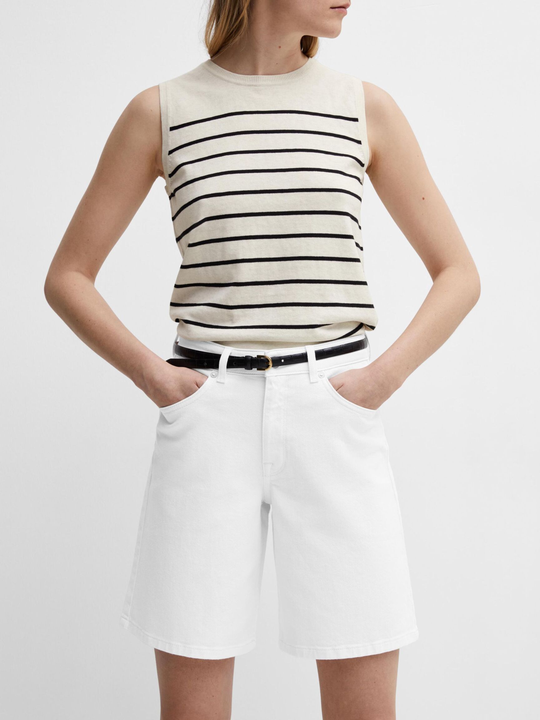 DENIM BERMUDA SHORTS, Snow White, highres