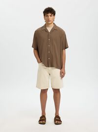 REGULAR FIT DENIM SHORTS, Ecru, highres