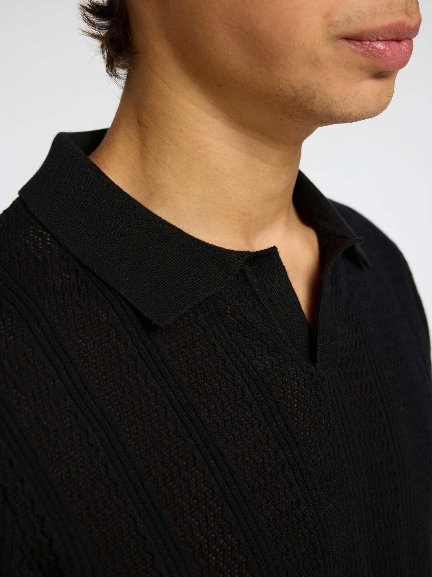 CAMICIA POLO IN MAGLIA, Black, highres