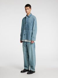 BOXY FIT  DENIM SHIRT, Light Blue, highres