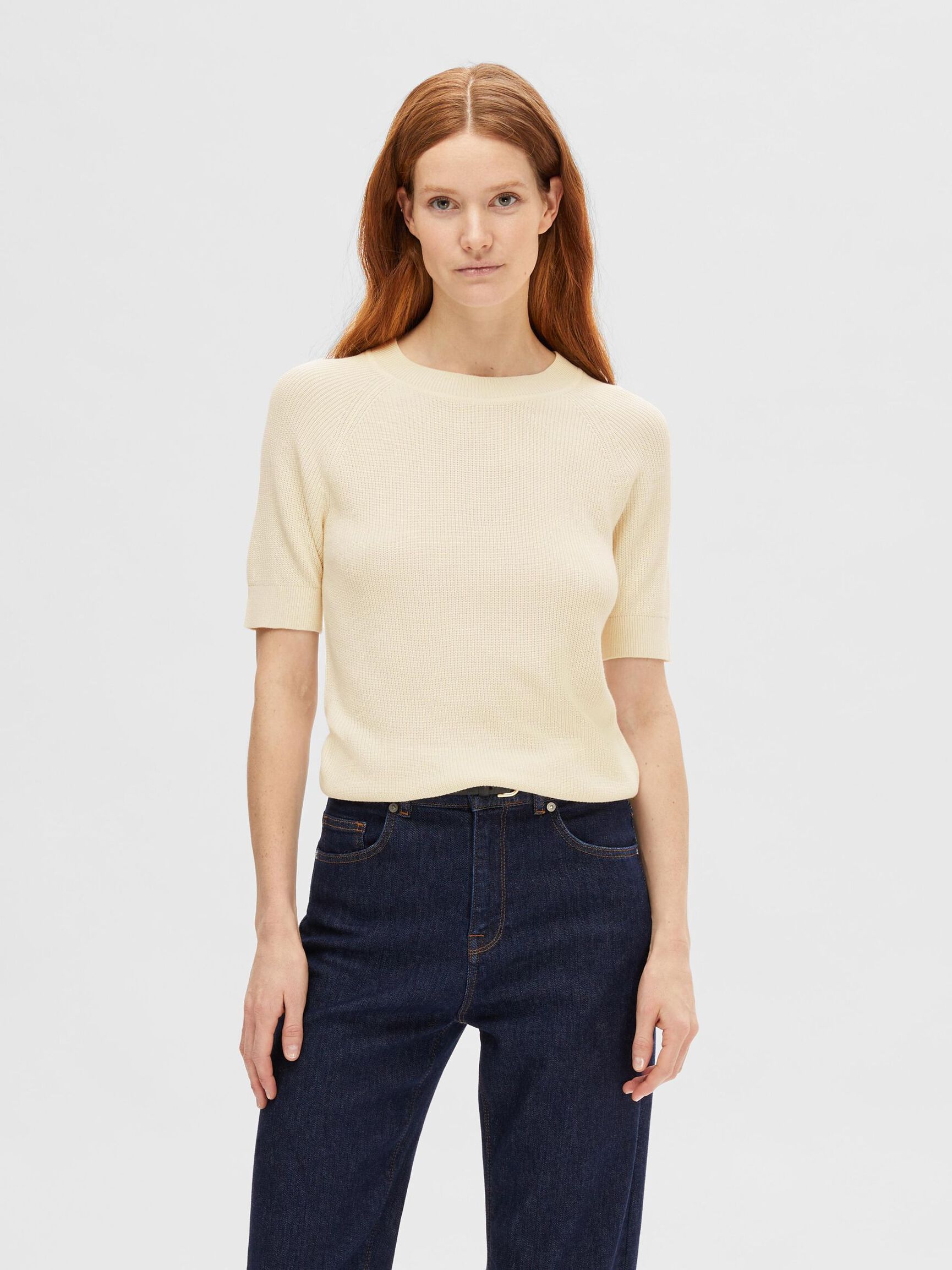VISCOSEMIX GEBREIDE TOP, Birch, highres