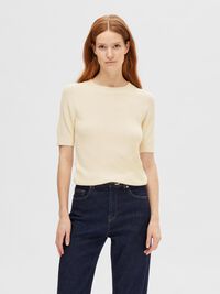 VISCOSEMIX GEBREIDE TOP, Birch, highres
