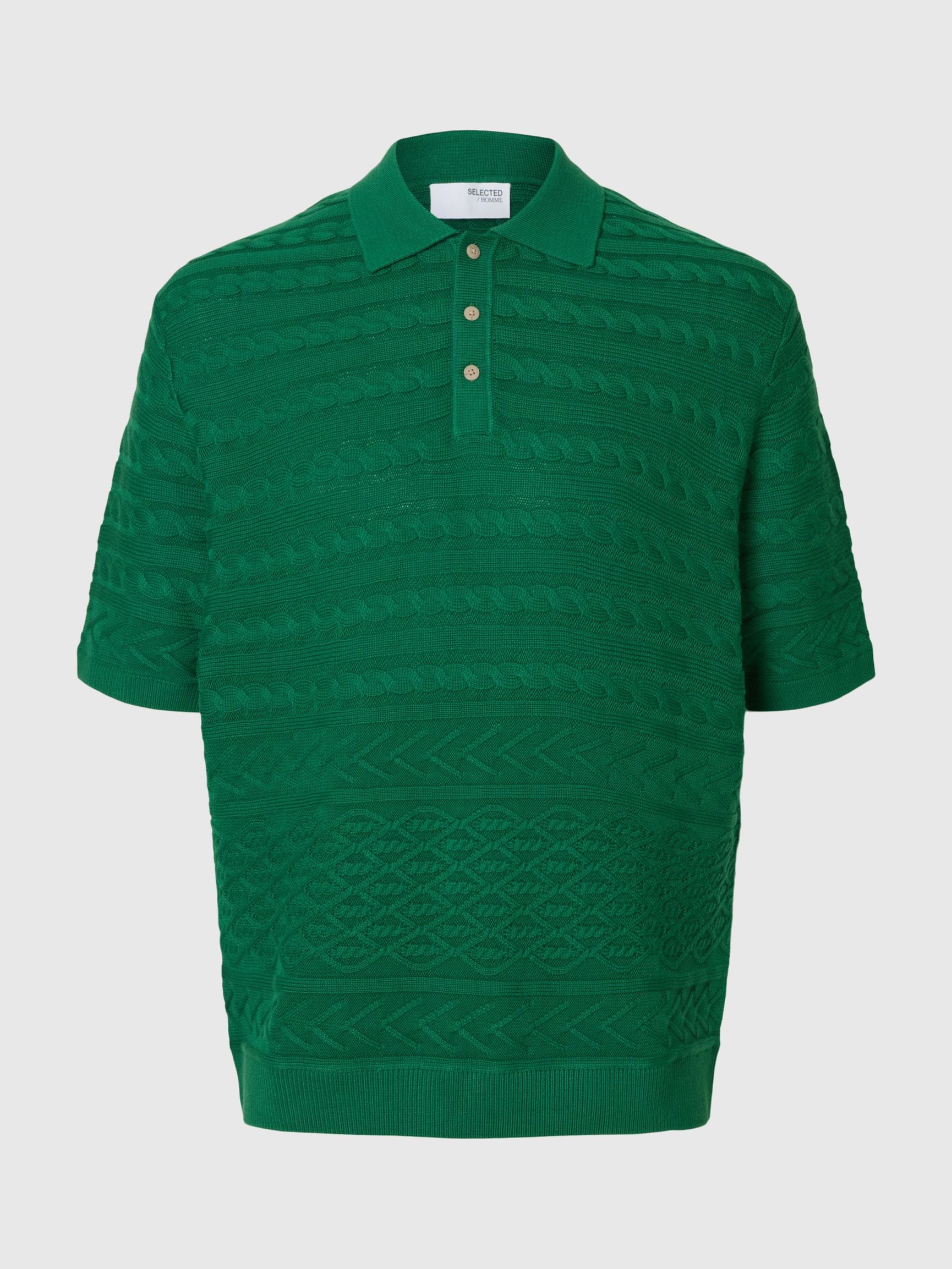 SHORT SLEEVED KNITTED POLO SHIRT, Verdant Green, highres