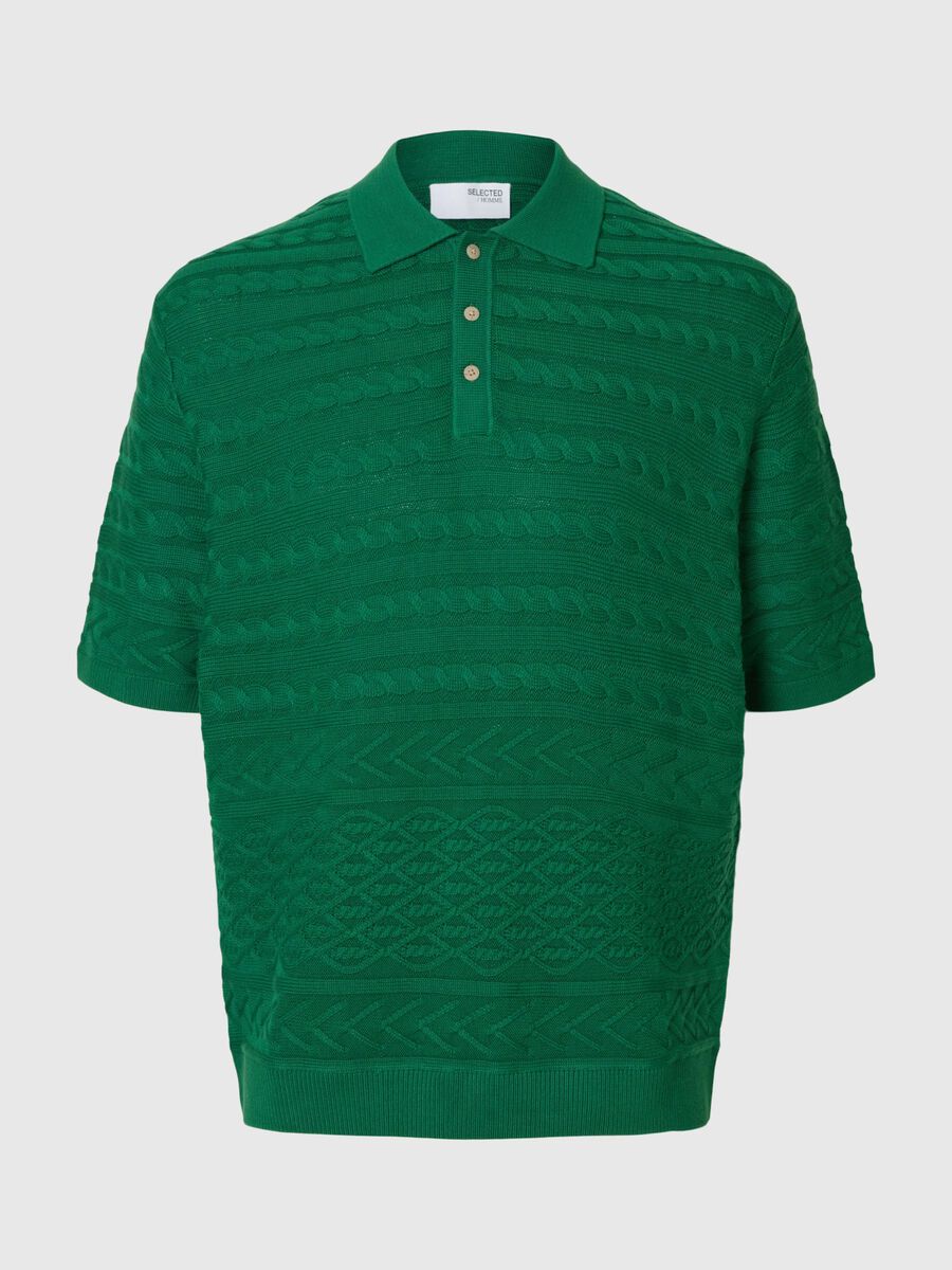 Selected SHORT SLEEVED KNITTED POLO SHIRT, Verdant Green, highres - 16098864_VerdantGreen_001.jpg