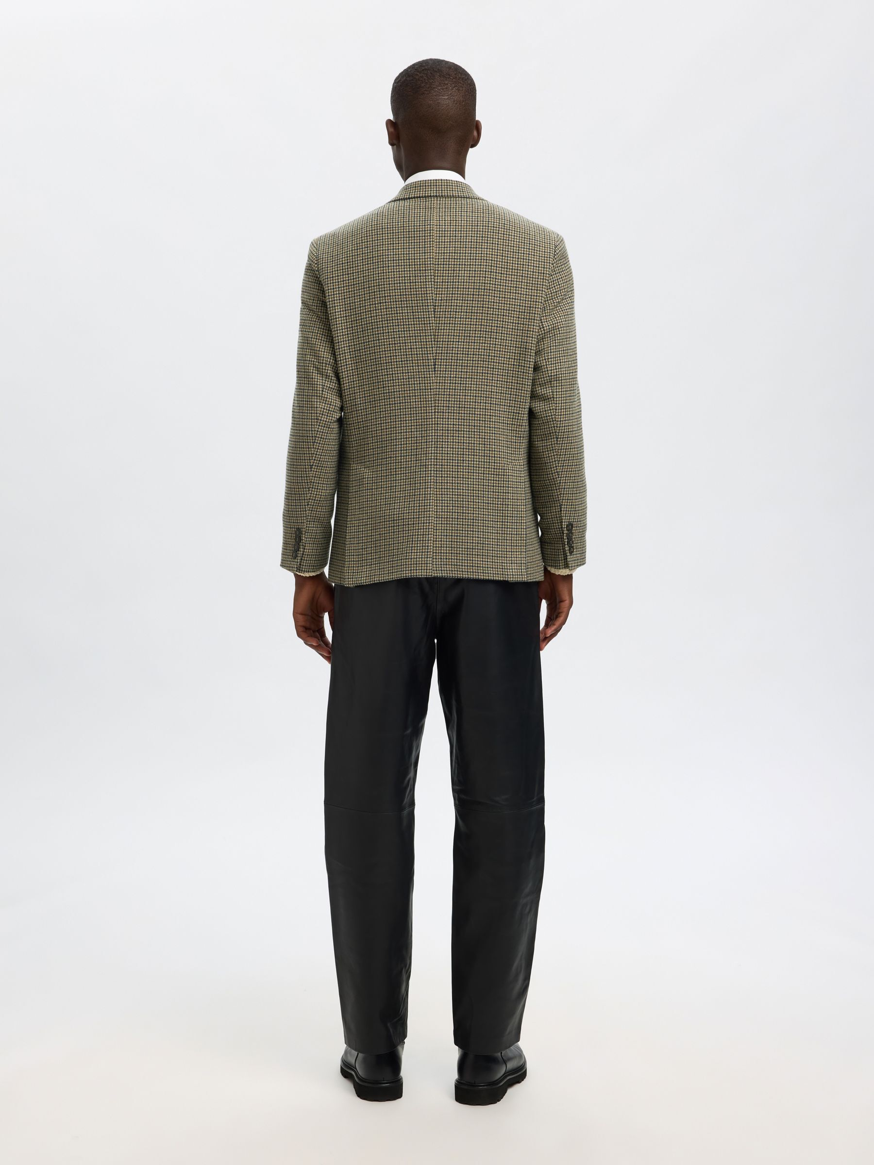 KARIERTER EINREIHIGER BLAZER, Oatmeal, highres