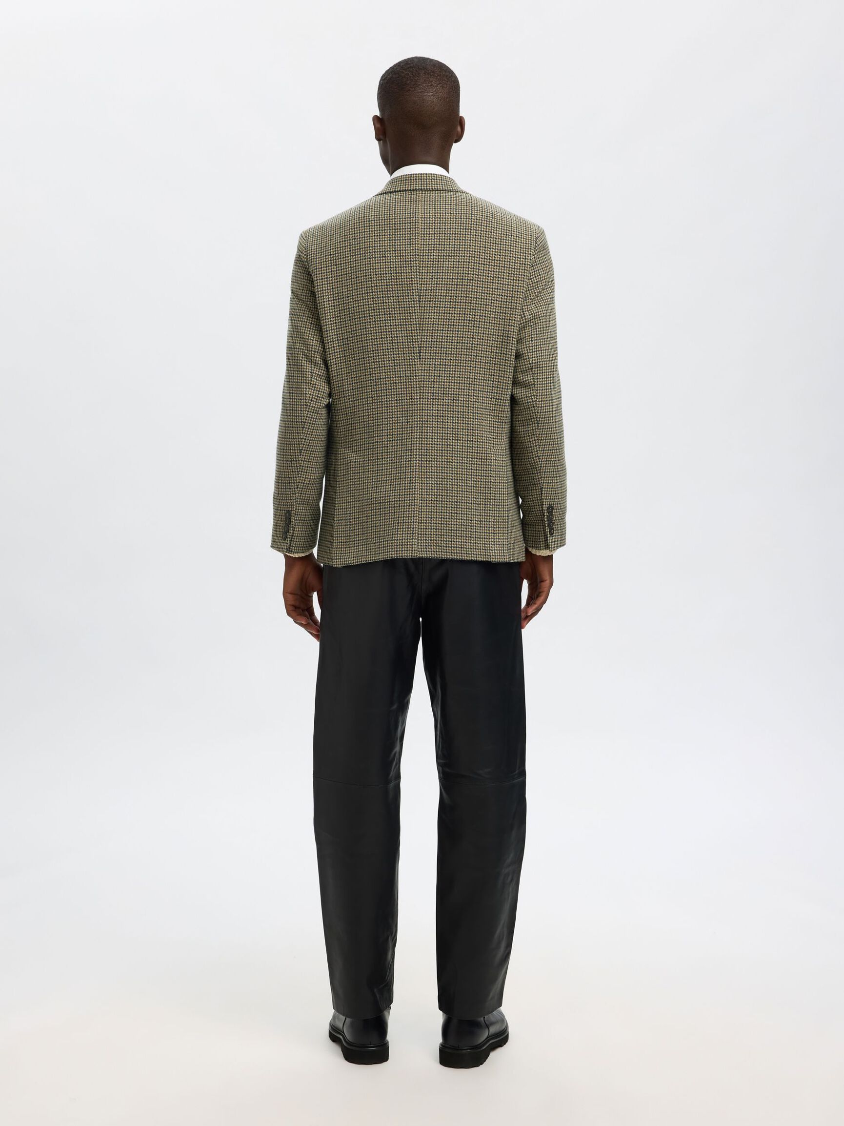 CHECKED SINGLE-BREASTED BLAZER, Oatmeal, highres