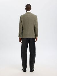CHECKED SINGLE-BREASTED BLAZER, Oatmeal, highres