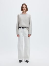 LÅNGÄRMAD BOXY T-SHIRT, Light Grey Melange, highres