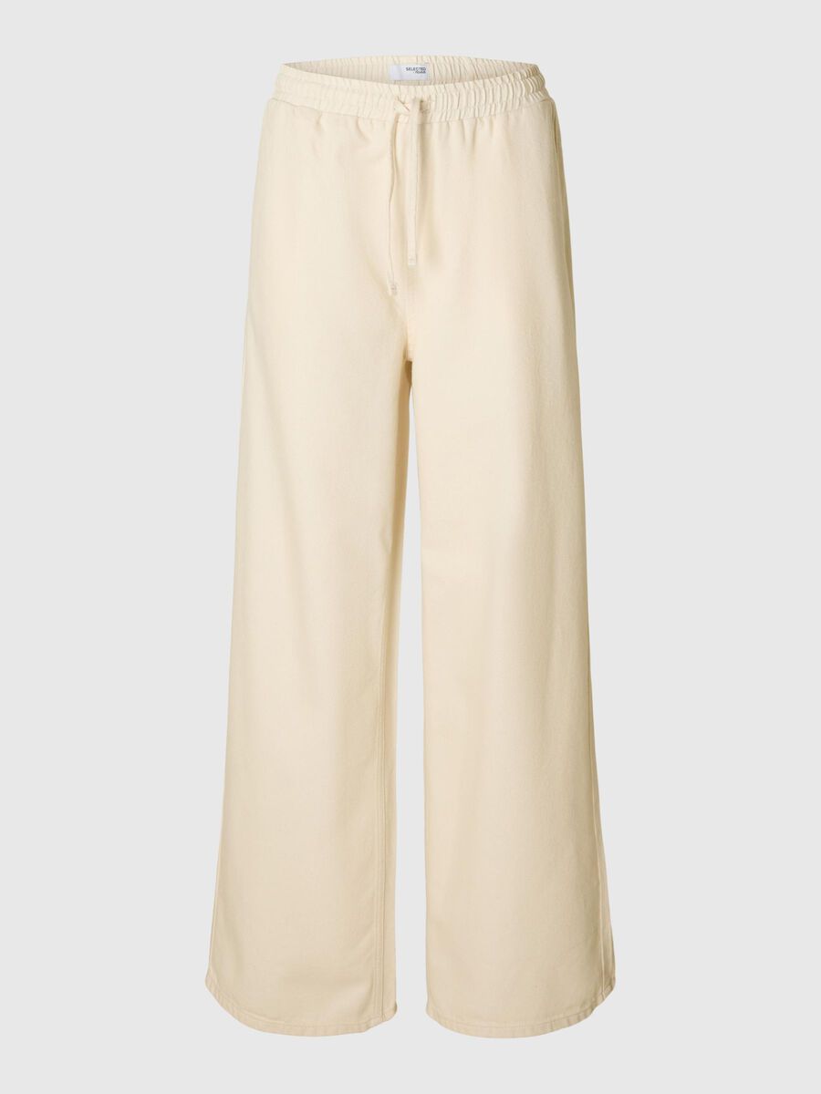 Selected KATOENMIX WIDE LEG BROEK, Ecru, highres - 16097738_Ecru_001.jpg