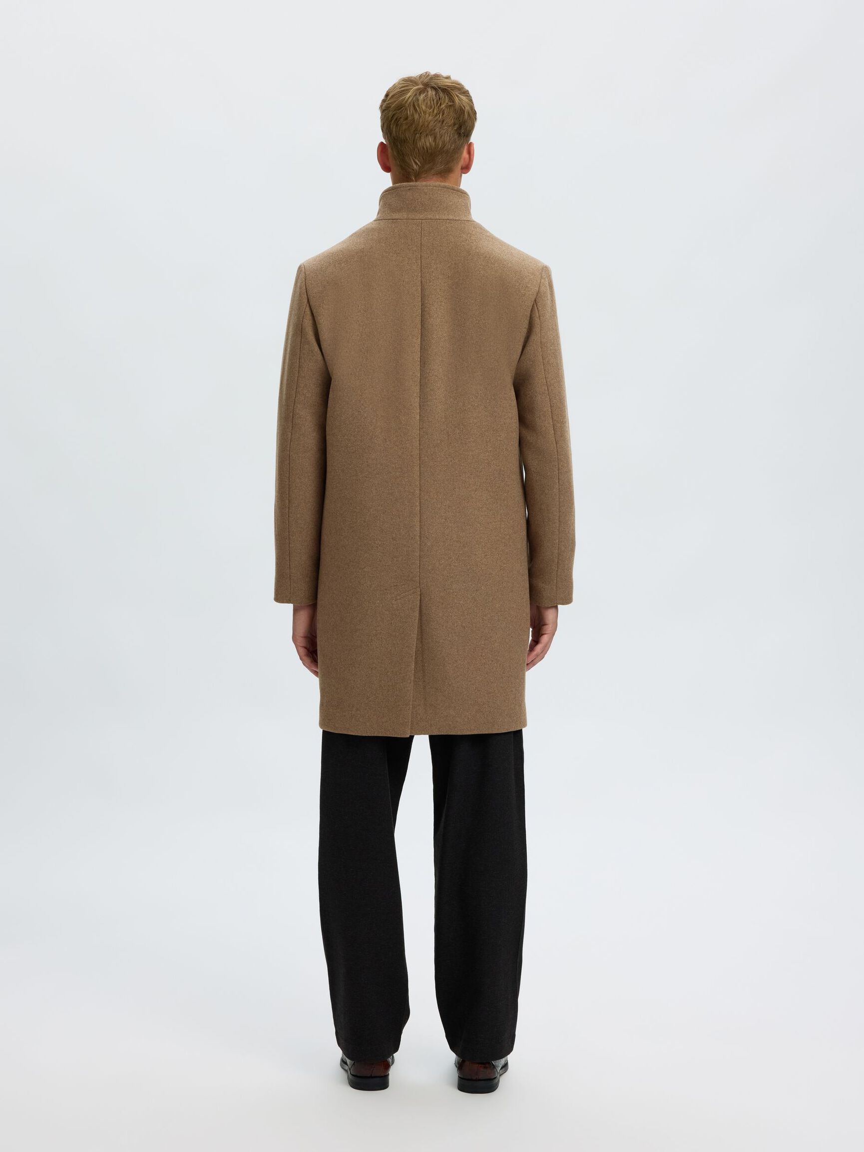 LONG WOOL-BLEND COAT, Fallen Rock, highres