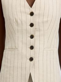 LINEN BLEND VEST, White Pepper, highres