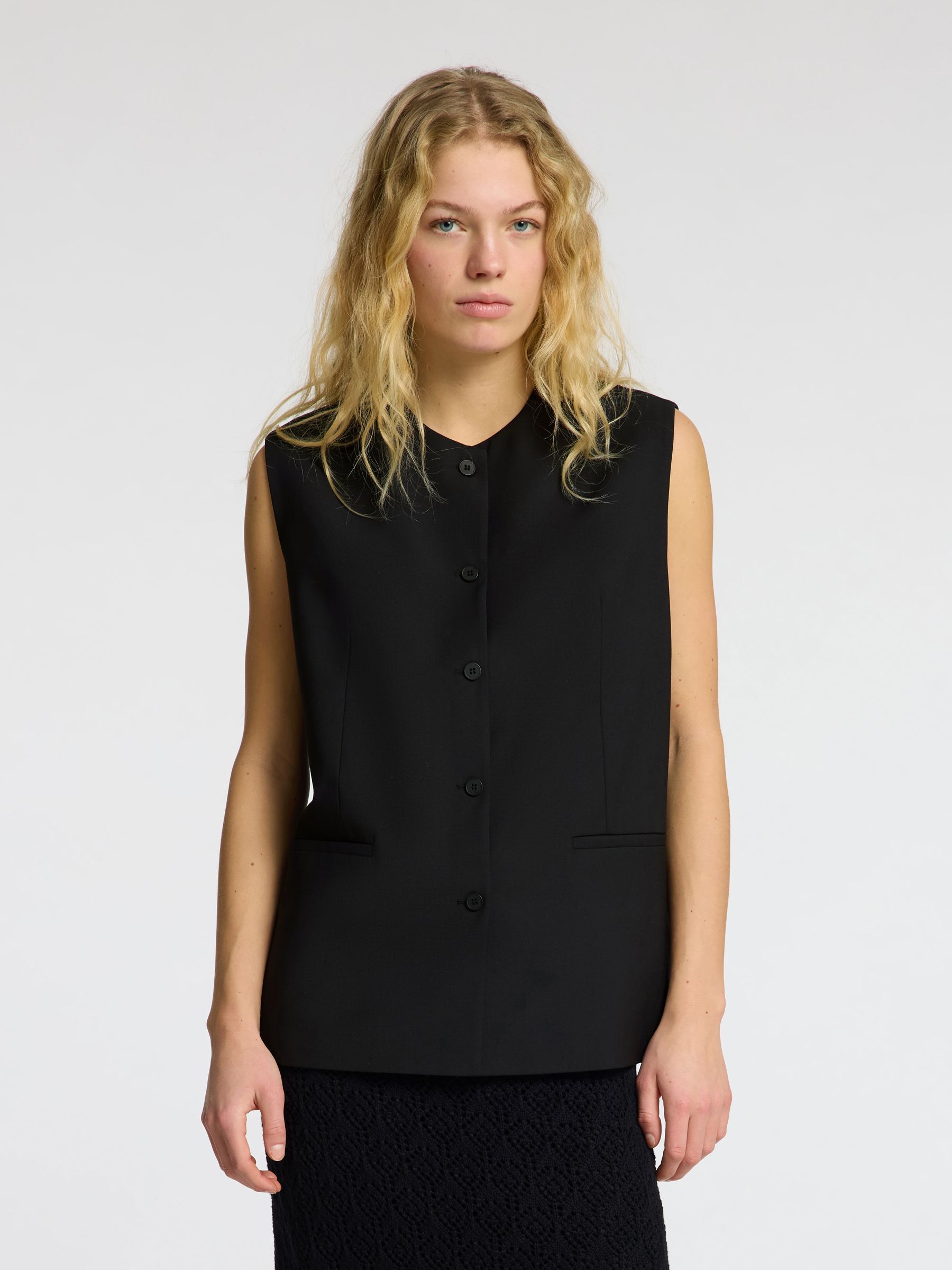 TAILORED GILET, Black, highres