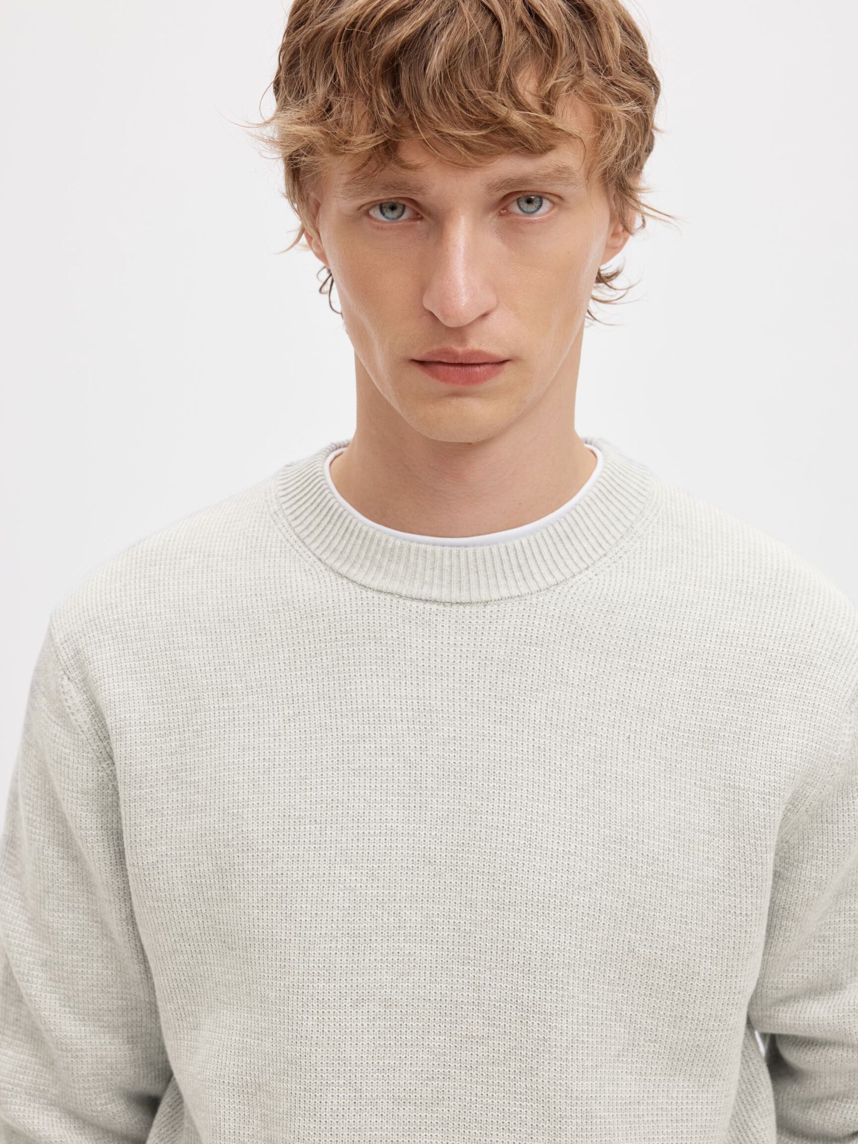CREWNECK PULLOVER, Light Grey Melange, highres
