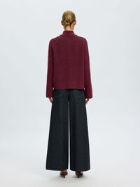 WOOL BLEND CARDIGAN, Tawny Port, highres