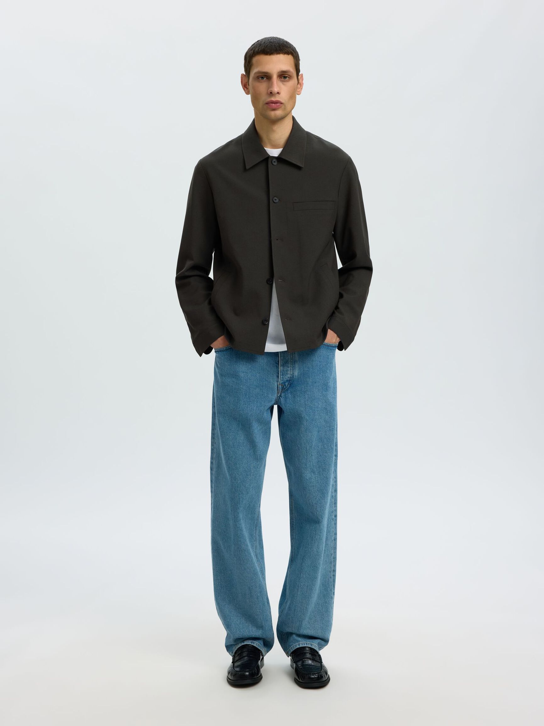 TAILORED OVERSHIRT, Peat, highres