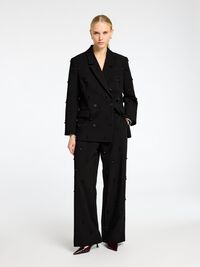 LEVEÄLAHKEISET HOUSUT, Black, highres