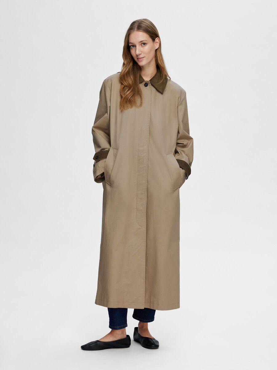 Selected LONG TRENCHCOAT, Greige, highres - 16092222_Greige_003.jpg