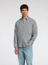 LONG SLEEVED FLANNEL SHIRT, Grey Melange, highres