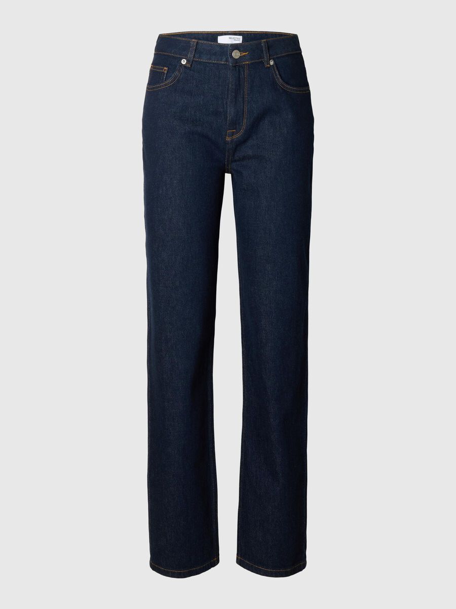 Selected DUNKELBLAUE STRAIGHT FIT JEANS, Dark Blue Denim, highres - 16096678_DarkBlueDenim_001.jpg