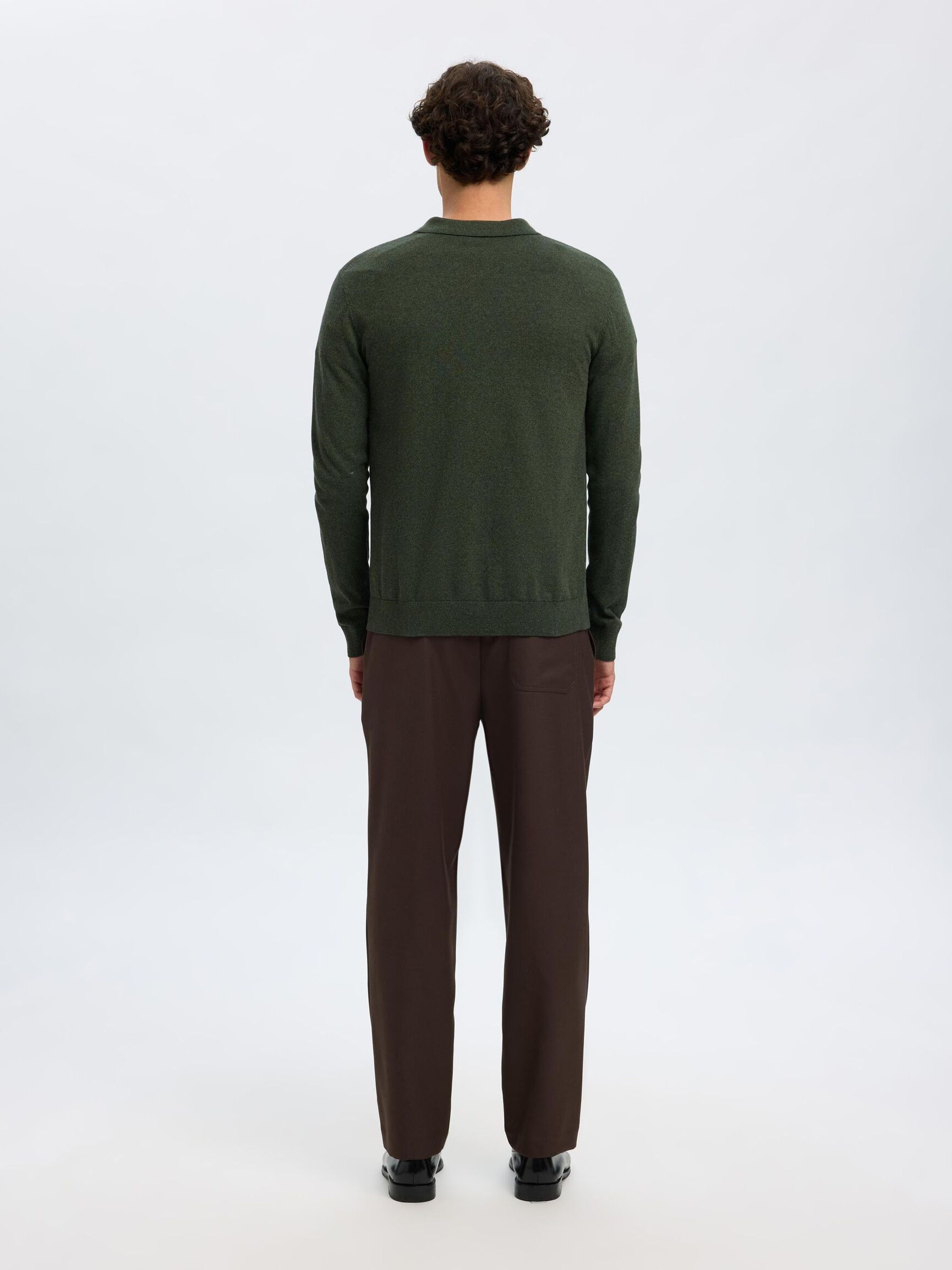 STRICK LANGARM-POLOSHIRT, Forest Night, highres