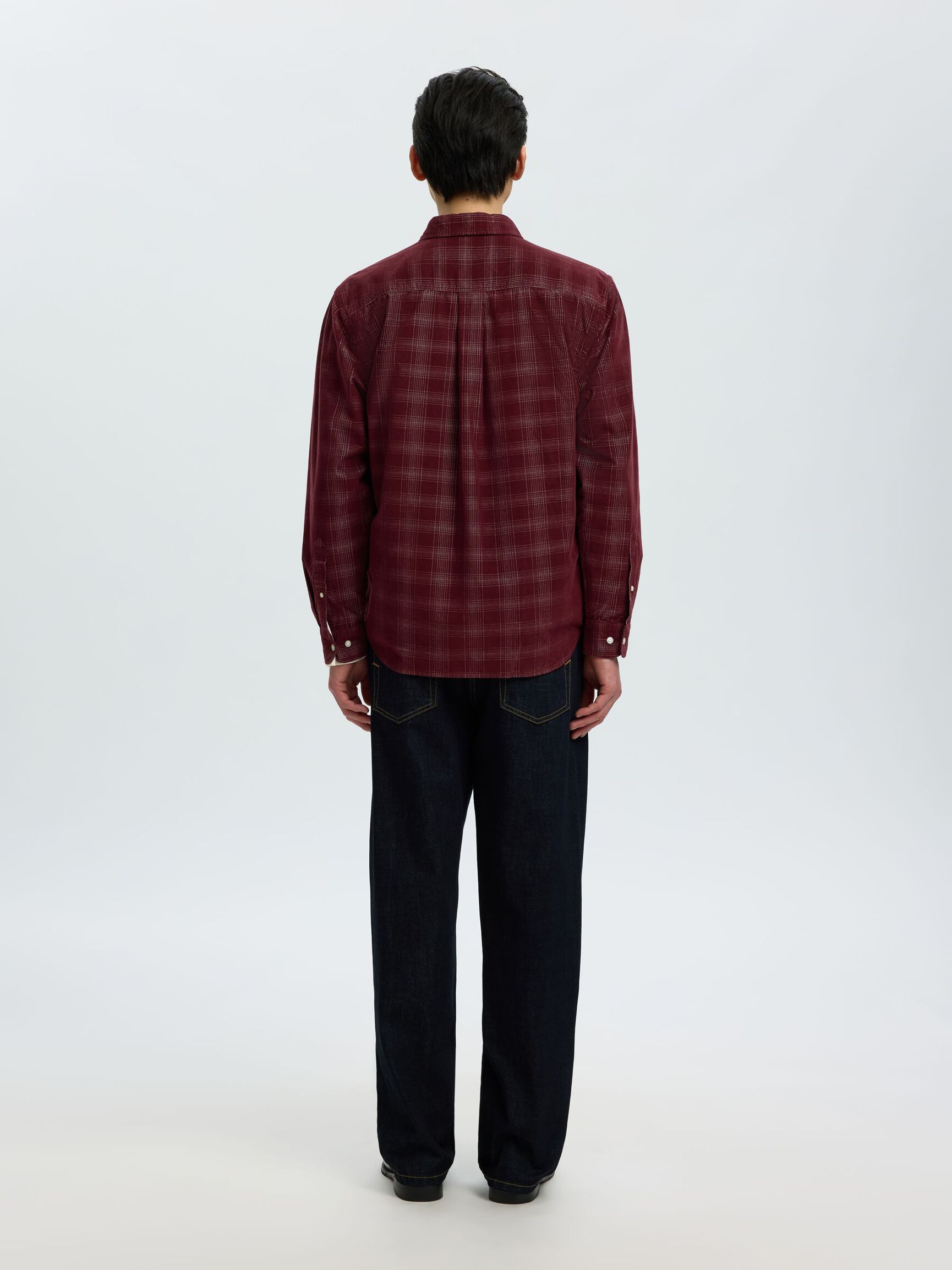 CHECKED CORDUROY SHIRT, Tawny Port, highres