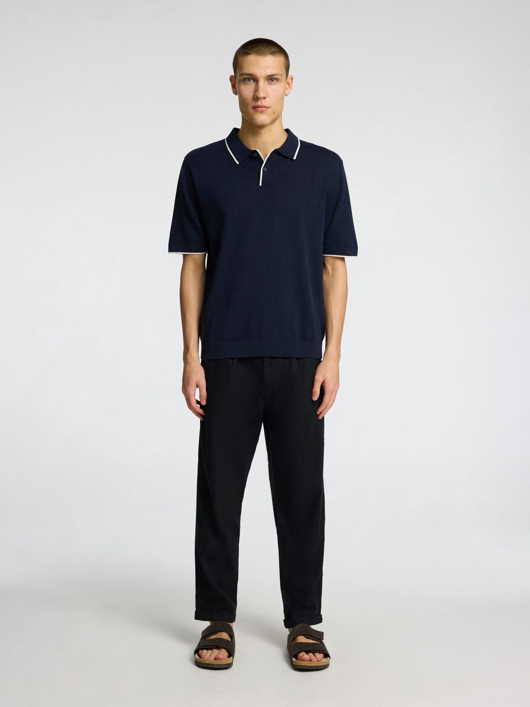 CROPPED RELAXED FIT HOSE, Black, highres