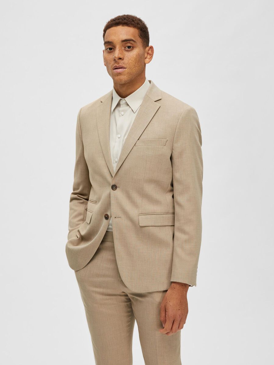 Selected WOVEN WOOL BLEND BLAZER, Sand, highres - 16087868_Sand_003.jpg