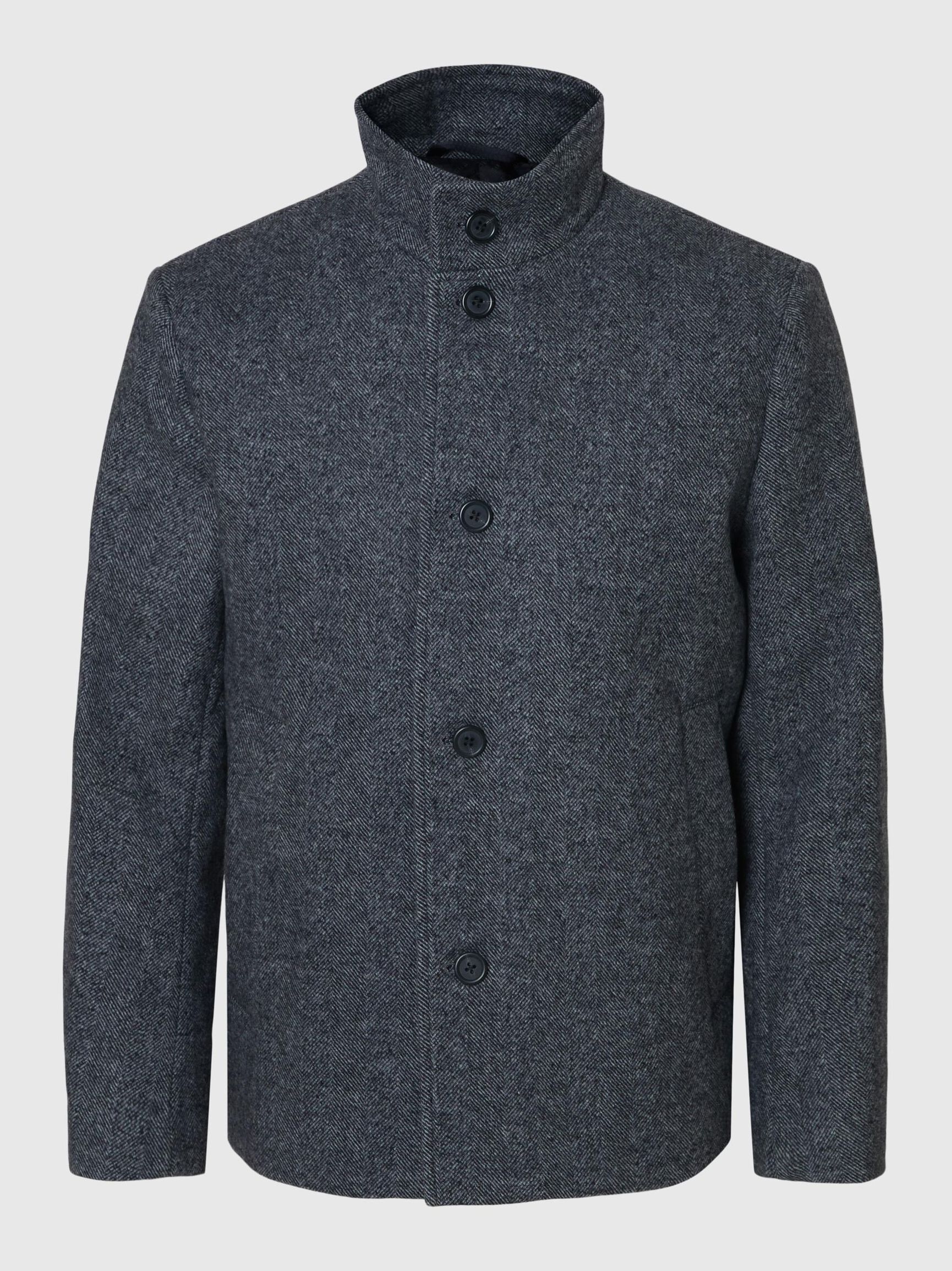 WOOL BLEND JACKET, Black, highres