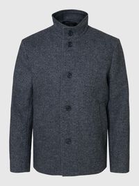 WOOL BLEND JACKET, Black, highres