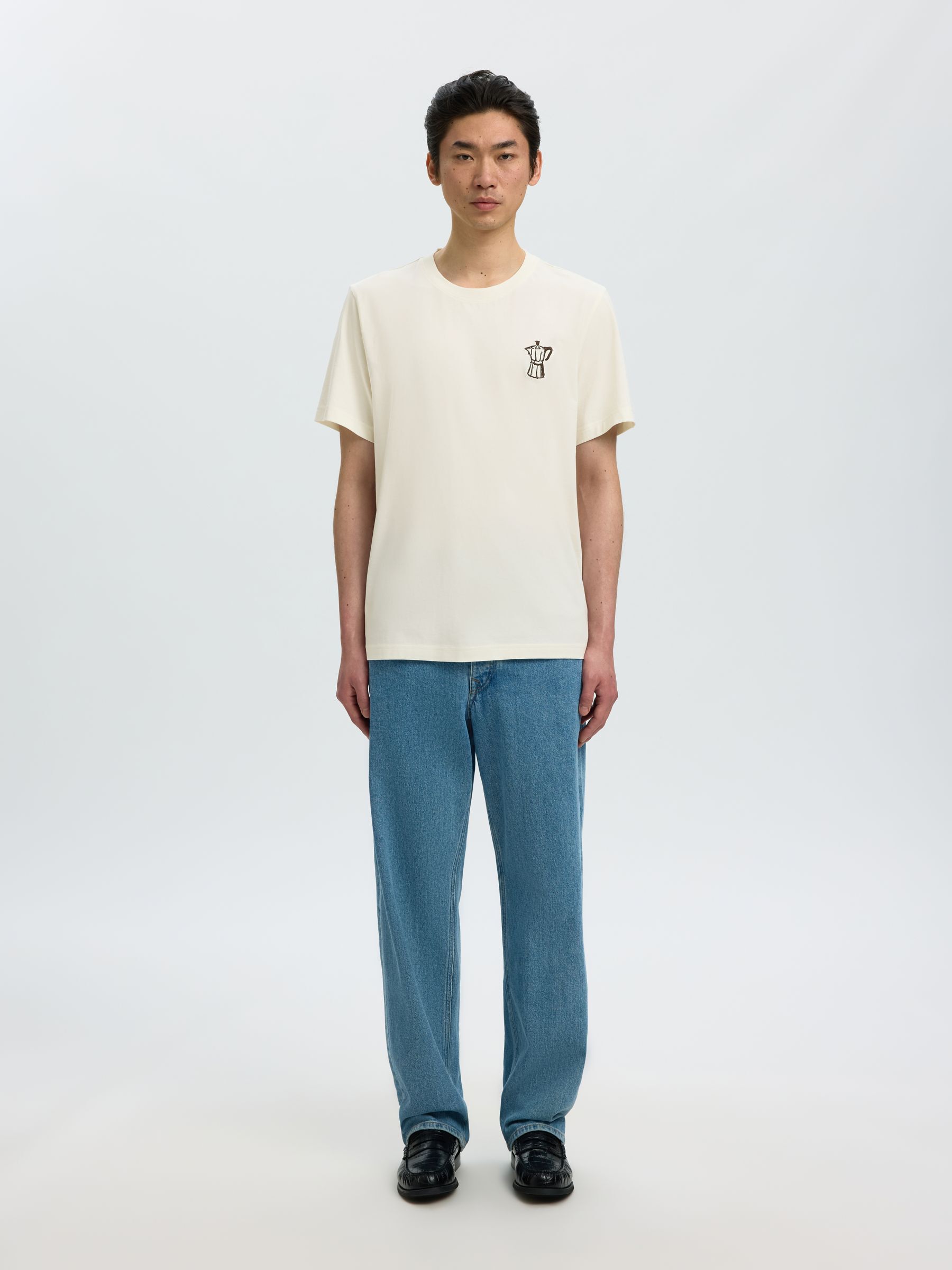REGULAR FIT BOMULD T-SHIRT, Egret, highres