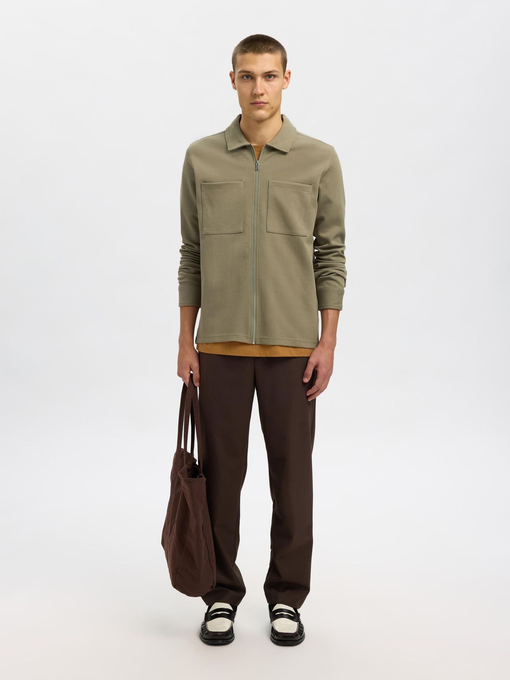 ZIPPED SWEAT JACKET, Vetiver, highres