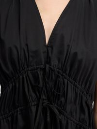 TIE FRONT MIDI DRESS, Black, highres