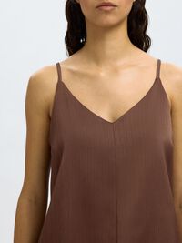 SATIN SPAGHETTI STRAP TOP, Chestnut, highres
