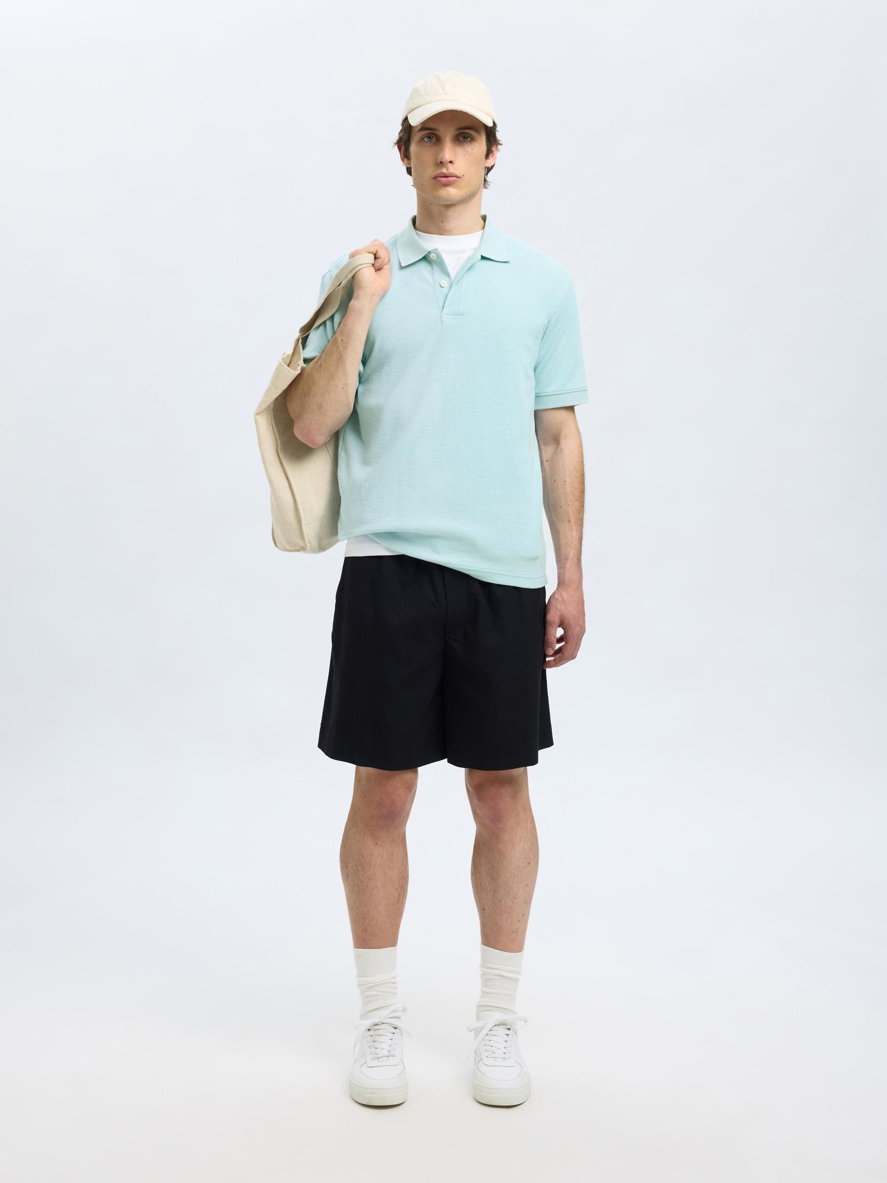 COTTON POLO SHIRT, Winter Sky, highres