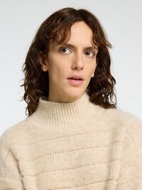 WOLLGEMISCH PULLOVER MIT HOHEM KRAGEN, Birch, highres