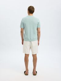 CROCHET STYLE KNITTED POLO SHIRT, Winter Sky, highres