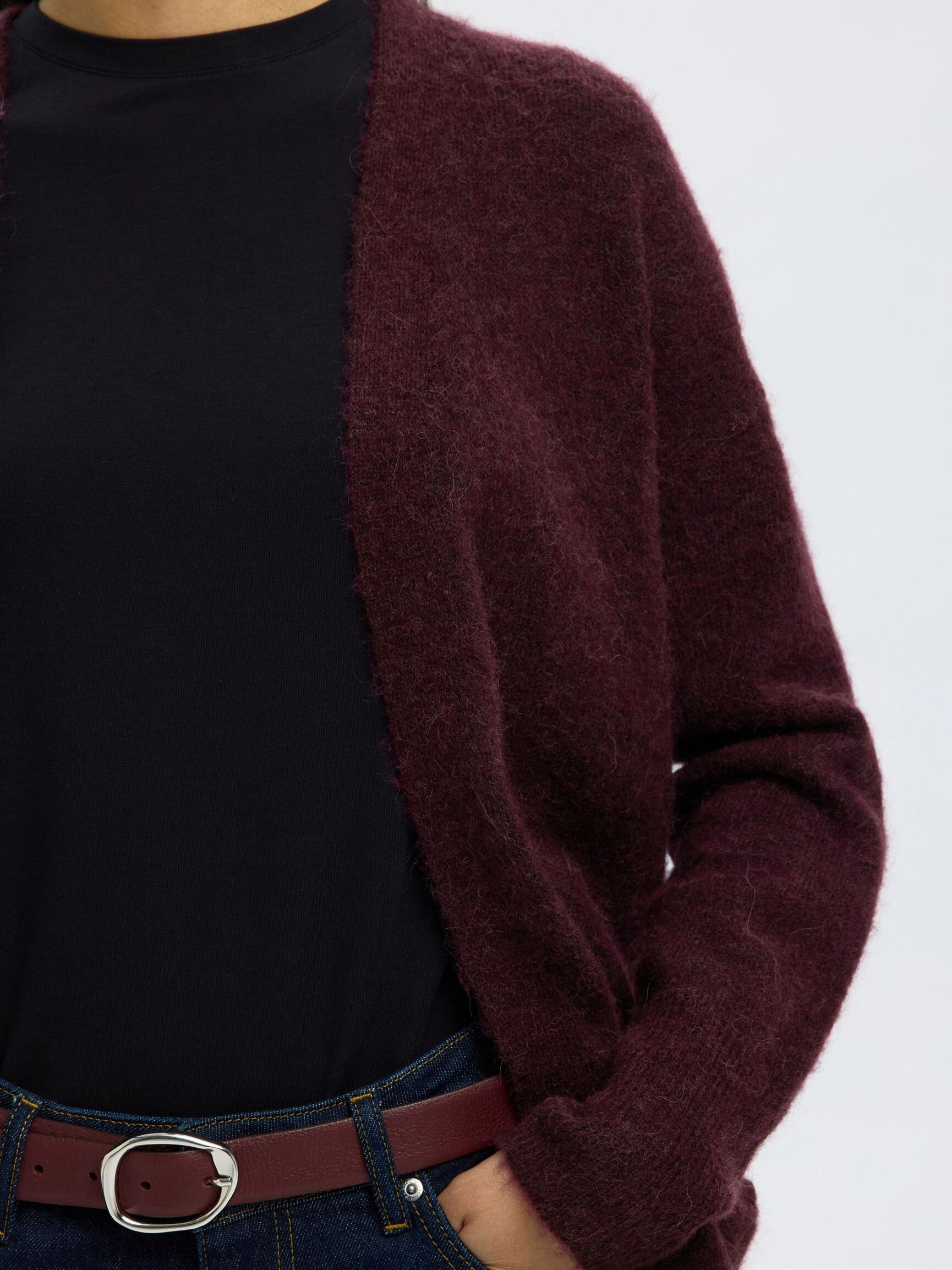 LONG KNITTED CARDIGAN, Fig, highres