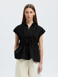 TIE FRONT V-NECK TOP, Black, highres