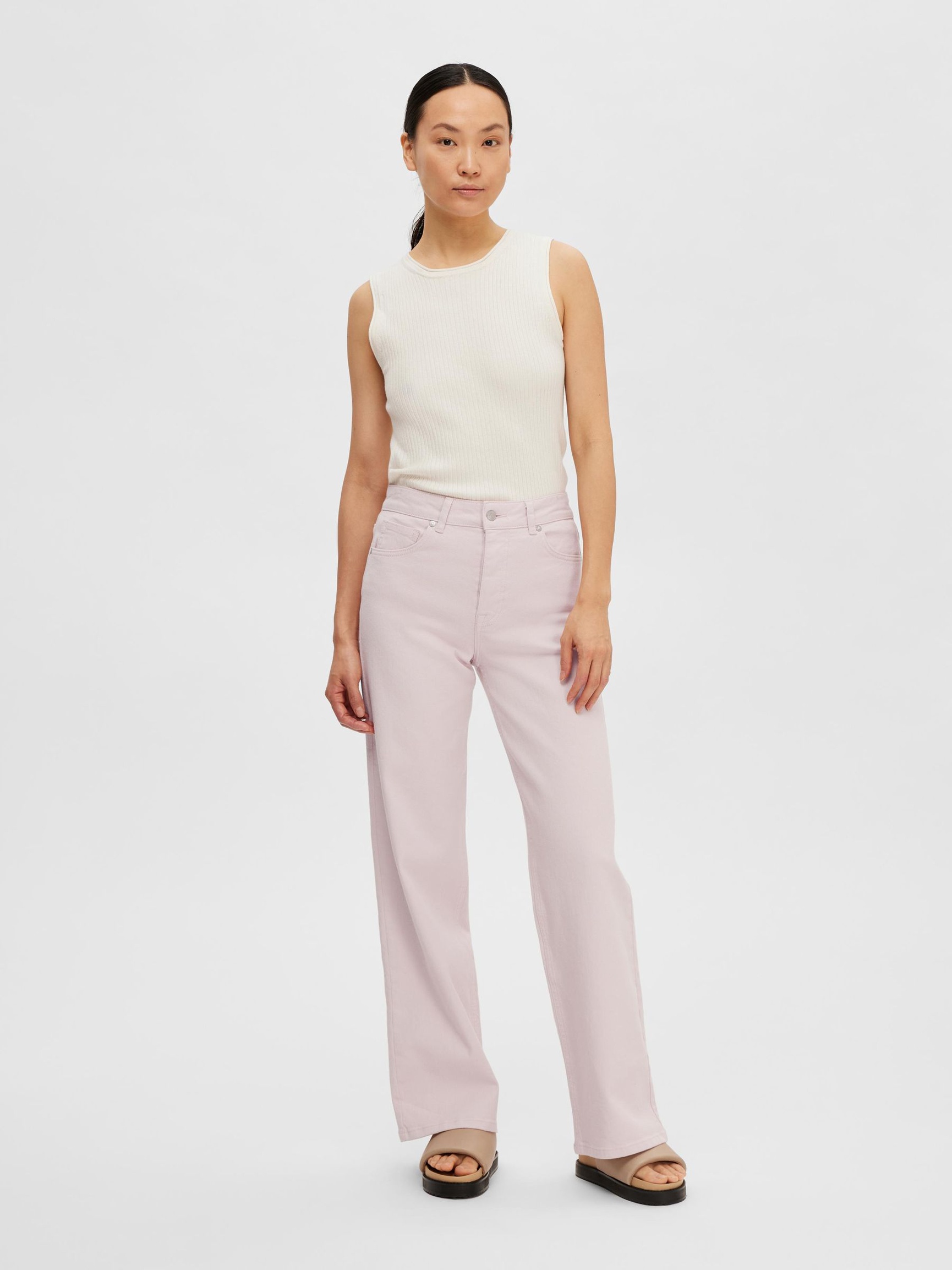 SLEEVELESS KNITTED TOP, Birch, highres