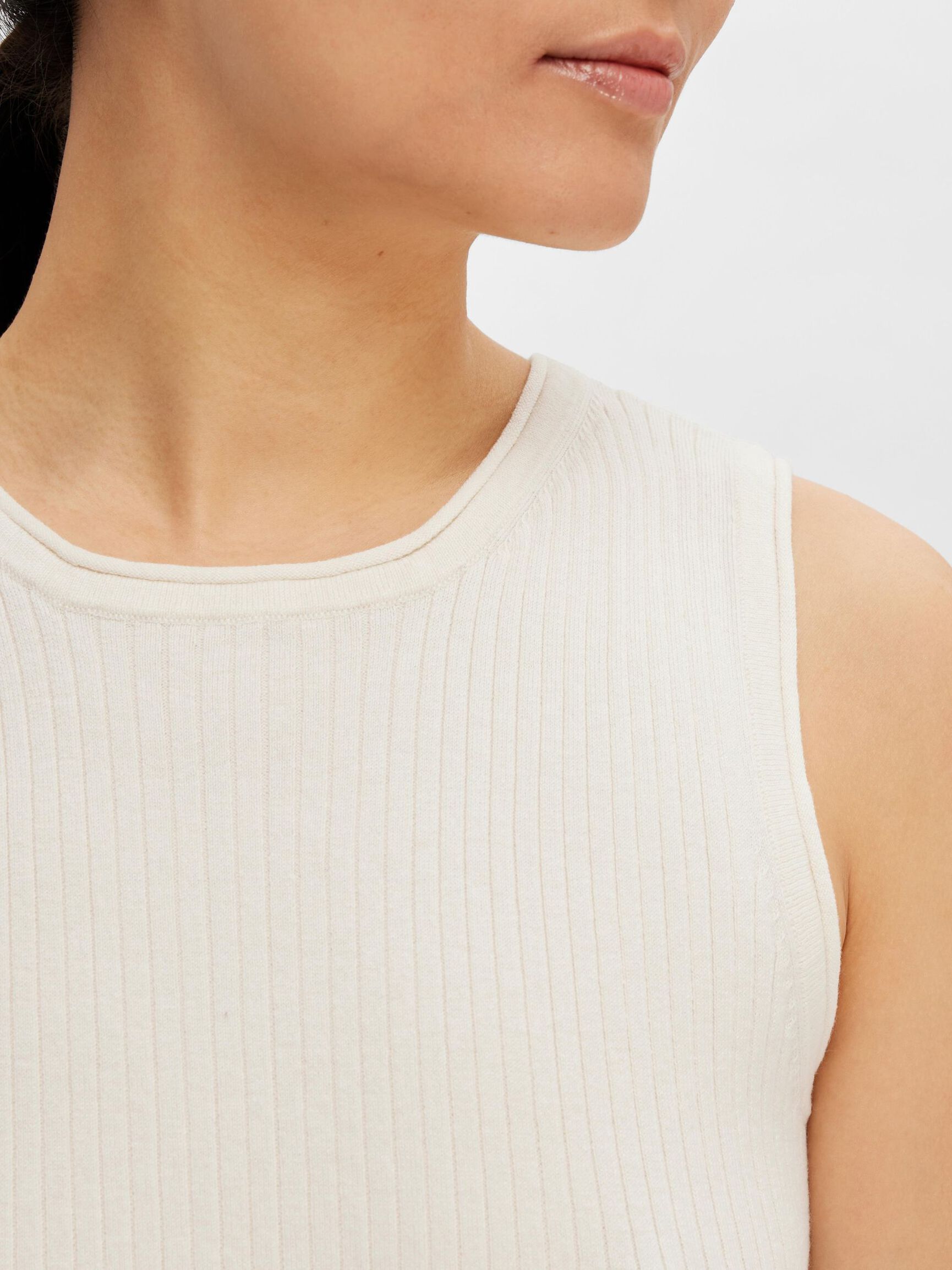 SLEEVELESS KNITTED TOP, Birch, highres