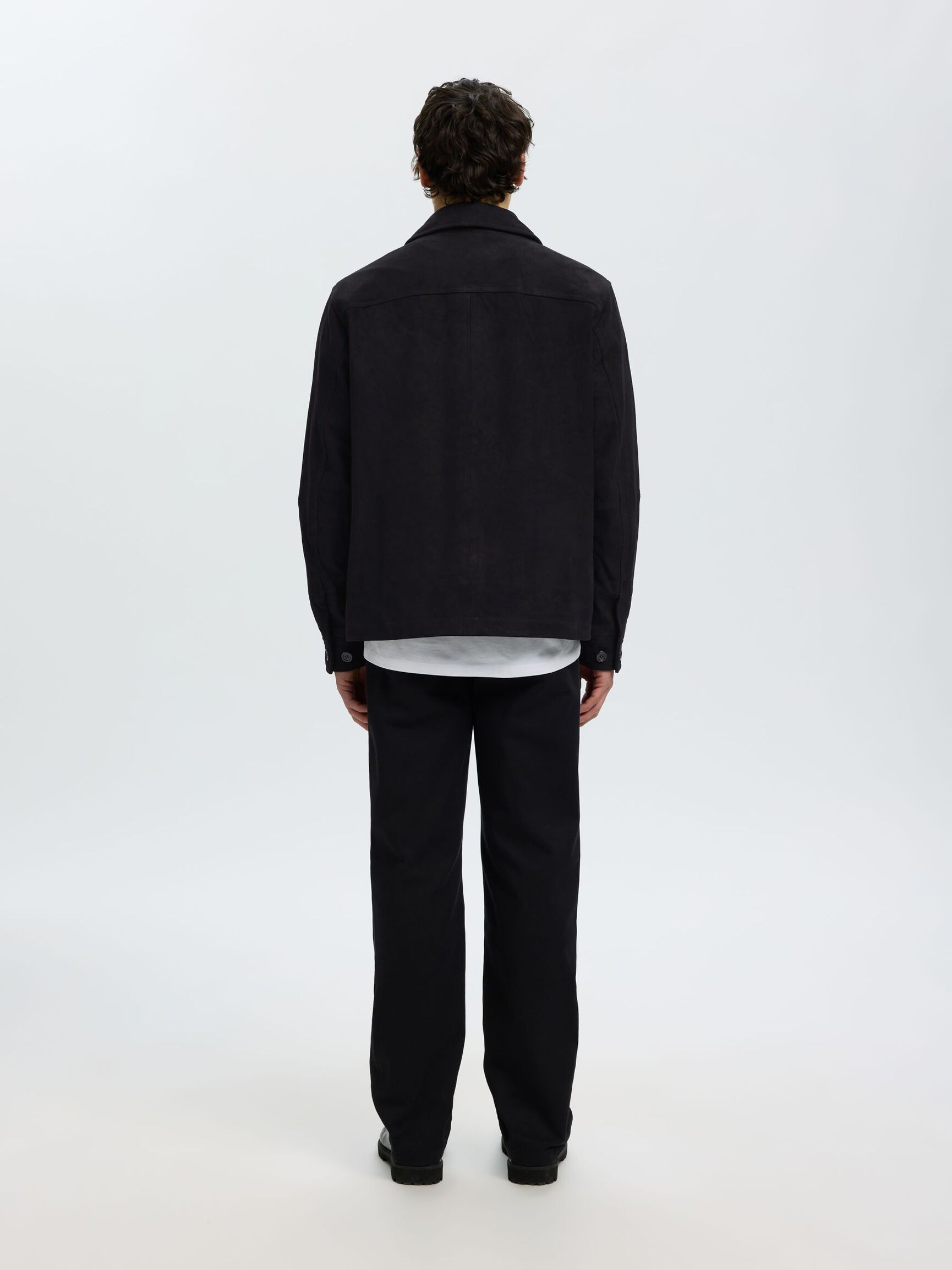 SUEDE OVERSHIRT, Black, highres